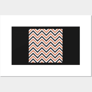 Salmon Dark Gray Wavy Lines Pattern Posters and Art